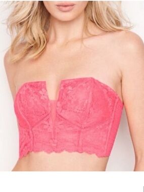 Victoria's Secret Dream Angels Neon Pink Lace Bustier Corset Crop Bra